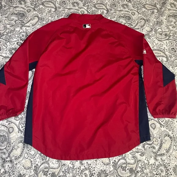 St Louis Cardinals Majestic 1/4 Zip Jacket YOUTH Medium Red MLB Windbreaker